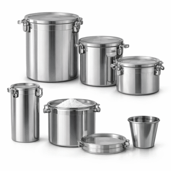 Pharmaceutical stainless steel containers lineup